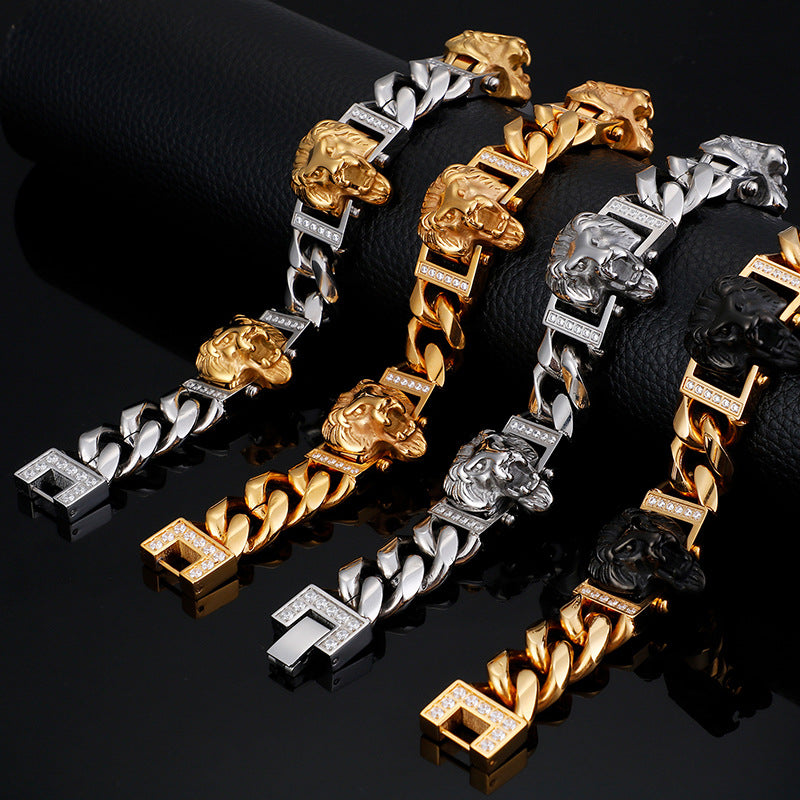 viking bracelet Jewelry HIPHOP Titanium Steel Men's Lion Bracelet HHP-t3 - CIVIBUY