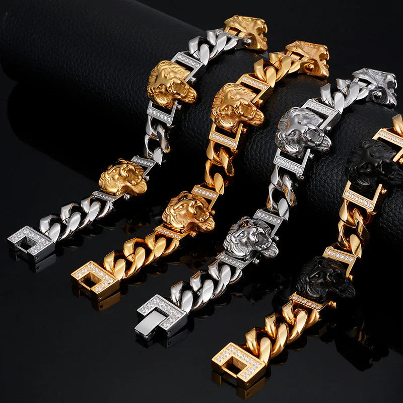 viking bracelet Jewelry HIPHOP Titanium Steel Men's Lion Bracelet HHP-t3 - CIVIBUY