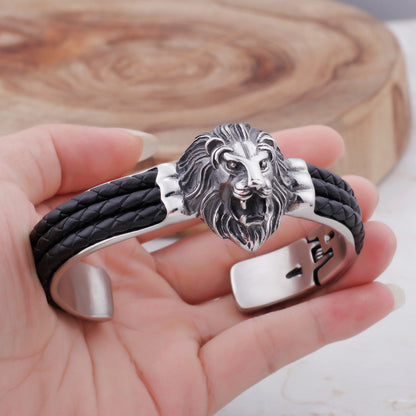 Lion Head Men's Titanium Steel Bracelet N2E-G03 - CIVIBUY