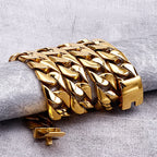 Men's Cuban chain necklace electroplating gold heavy chain - CIVIBUY