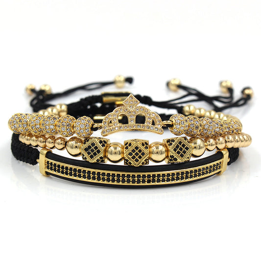 Royal Crown Gold Beads Bracelet Gold Club Gold Beads Charm Fashion Jewelry - CIVIBUY