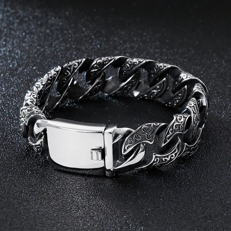 Viking Punk Link Sturdy Heavy Bracelet Men Women Stainless Steel Symbol Charm Heavy Jewelry - CIVIBUY