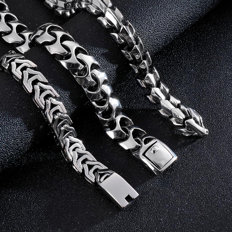 High Polished Bracelet Men 22cm Stainless Steel Bike Chain Jewellry Accessories - CIVIBUY