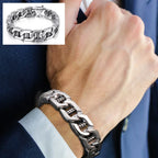 Mens Classic Chain Cuba Bracelet Silver Large - CIVIBUY
