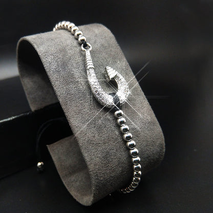 Luxury CZ  Fish Bracelets with 8mm Micro Cubic Zirconia Beads Jewelry for Women Men - CIVIBUY