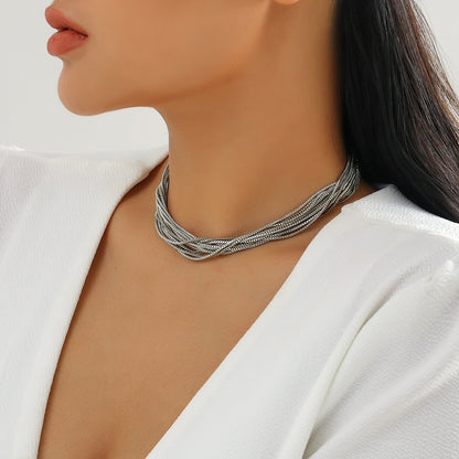 Necklace Layering Silver Necklaces Rope Chain Necklace and Love - CIVIBUY