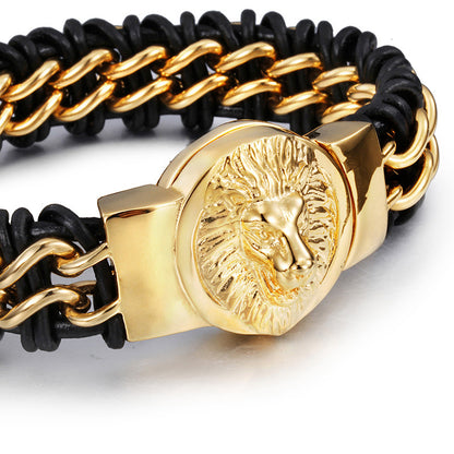 Lannister Men's Lion Head Gold-plated Bracelet ST-XD33 - CIVIBUY