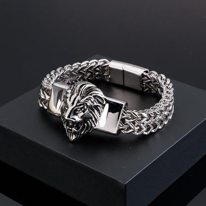 viking lion bracelet for men gold charm - CIVIBUY