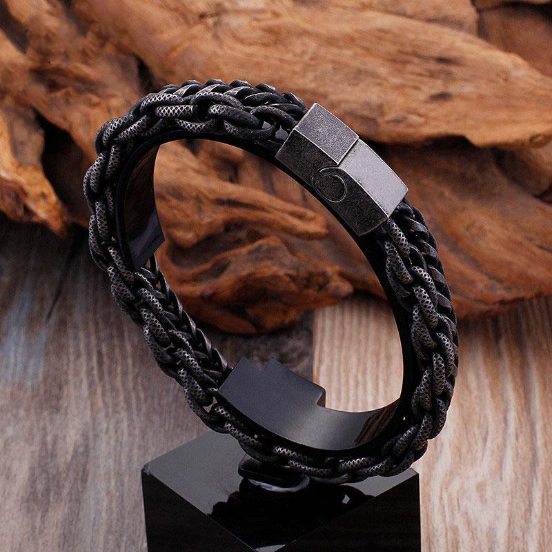 316 Stainless Steel Double Layer Link Chain Bracelets Men's - CIVIBUY