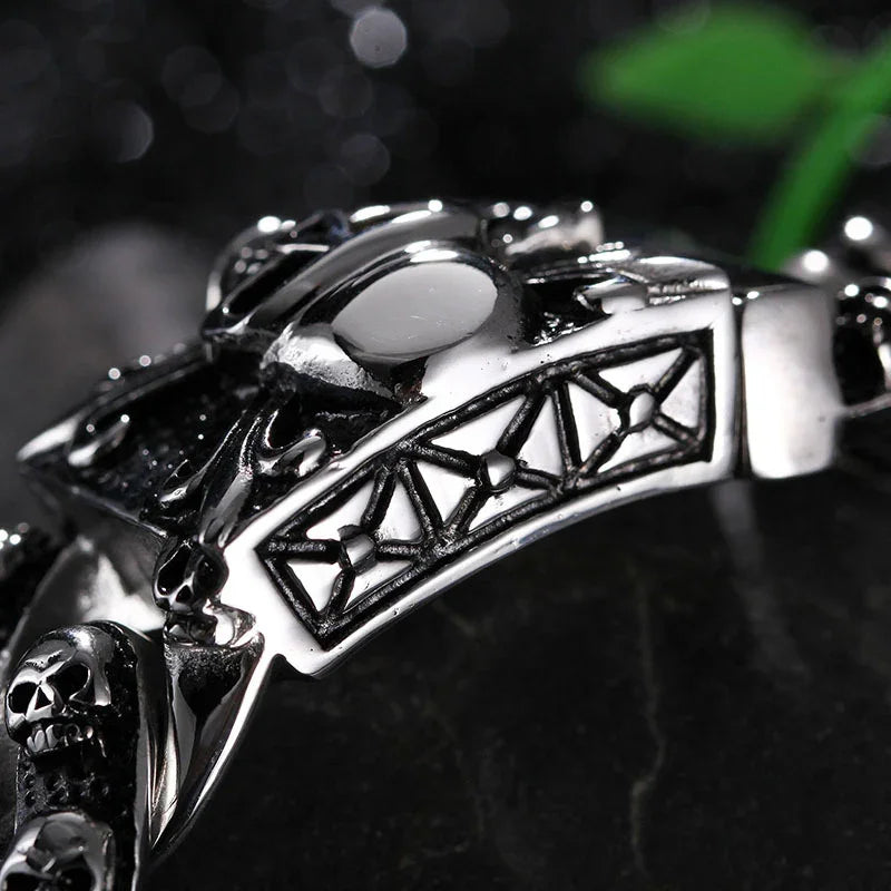 Viking Bracelet punk skull mens bracelet viking bracelet men silver - CIVIBUY