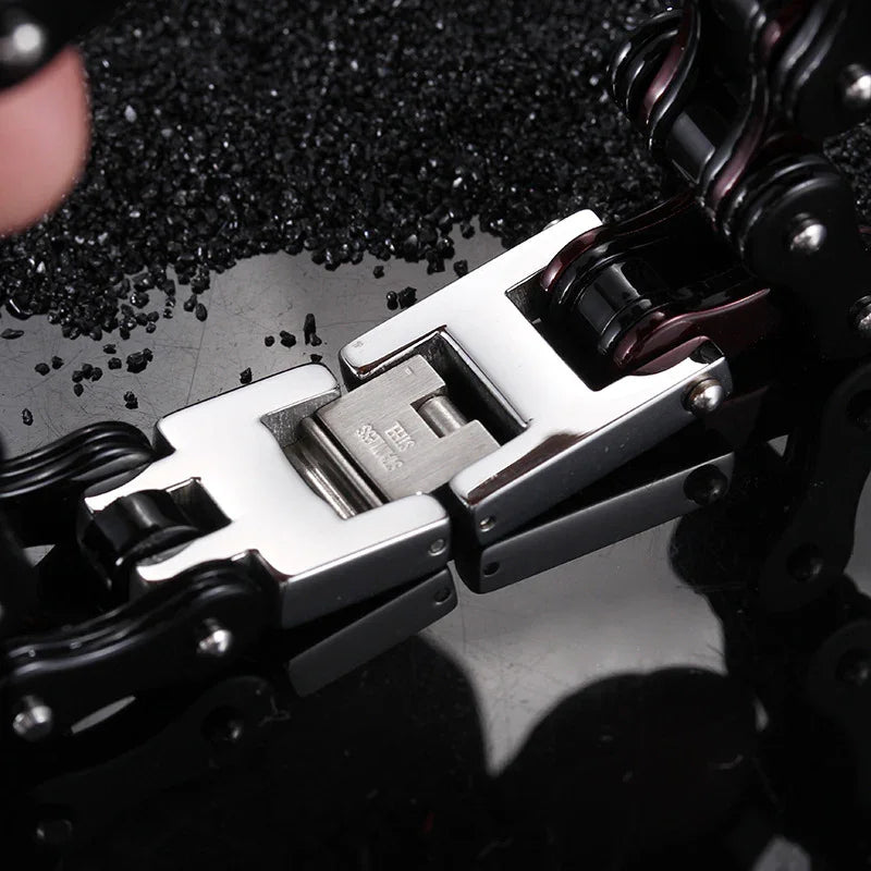 Red and black Bicycle stainless steel men's Bracelet - CIVIBUY