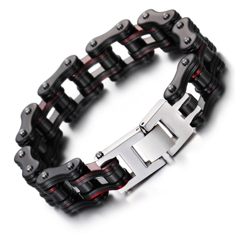 Red and black Bicycle stainless steel men's Bracelet - CIVIBUY