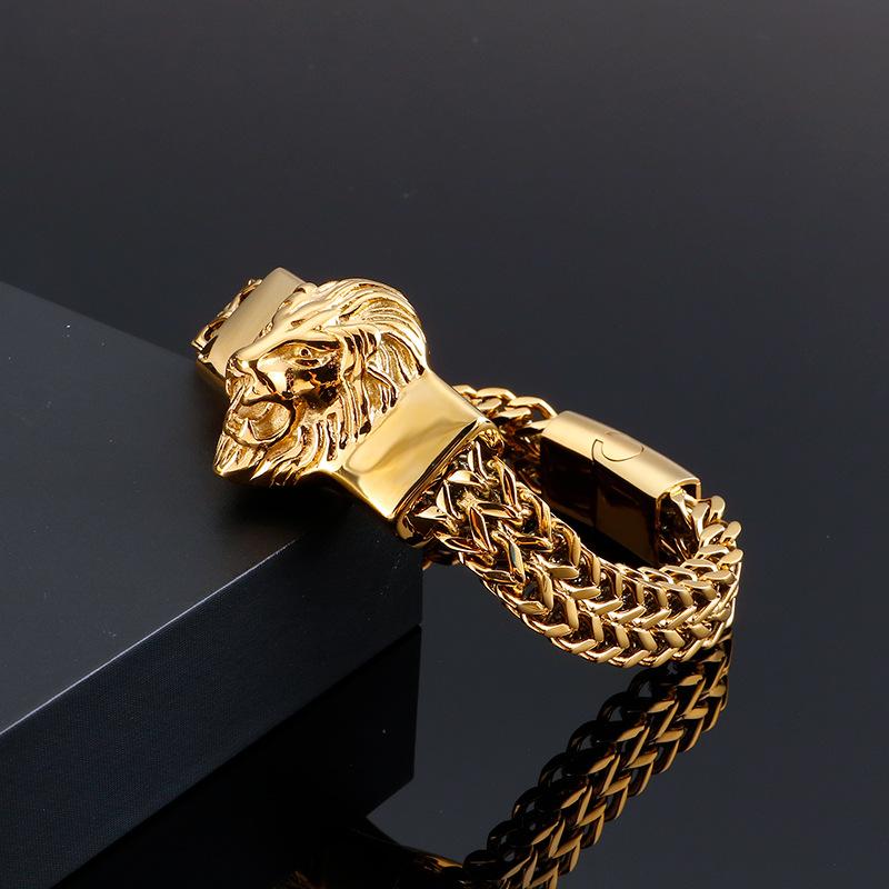 viking lion bracelet for men gold charm - CIVIBUY