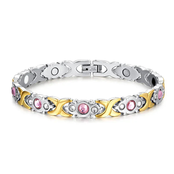 Magnetische therapiearmband van titanium roestvrij staal voor dames met strass KC-G04
