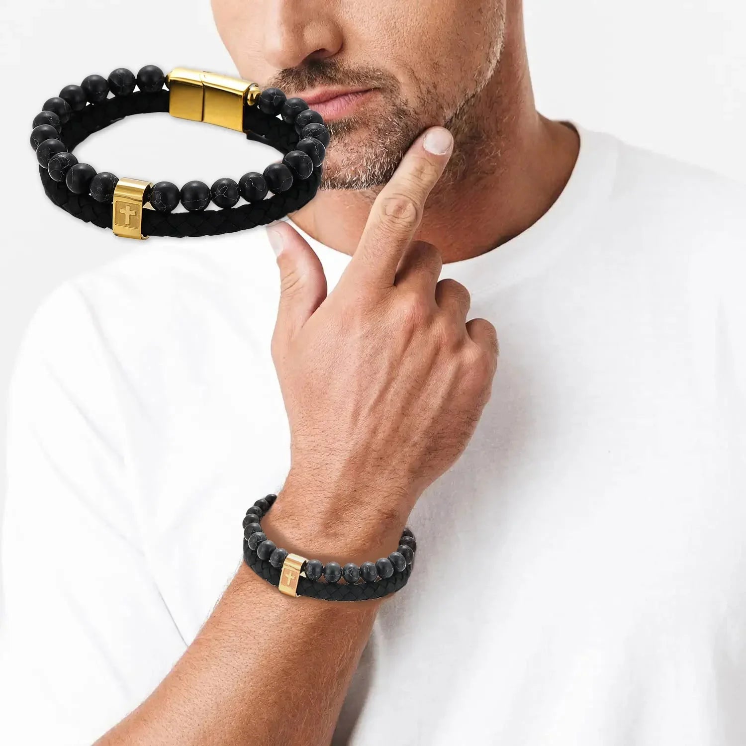 Yoga Healing Crystal Bracelet Natural Gemstone Beads Anxiety Bracelets Braided - 2Layer - CIVIBUY