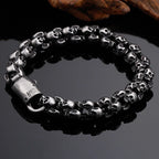 Skull Bracelets For Men Steel Shiny Skull Charm Link Brecelets Male RUT-D8S - CIVIBUY