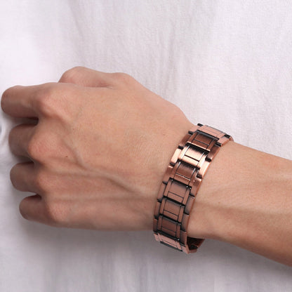 Mens 99% Pure Copper Magnetic Bracelet with High Powered Magnets 5000 Gauss 8.6Inches chain - CIVIBUY