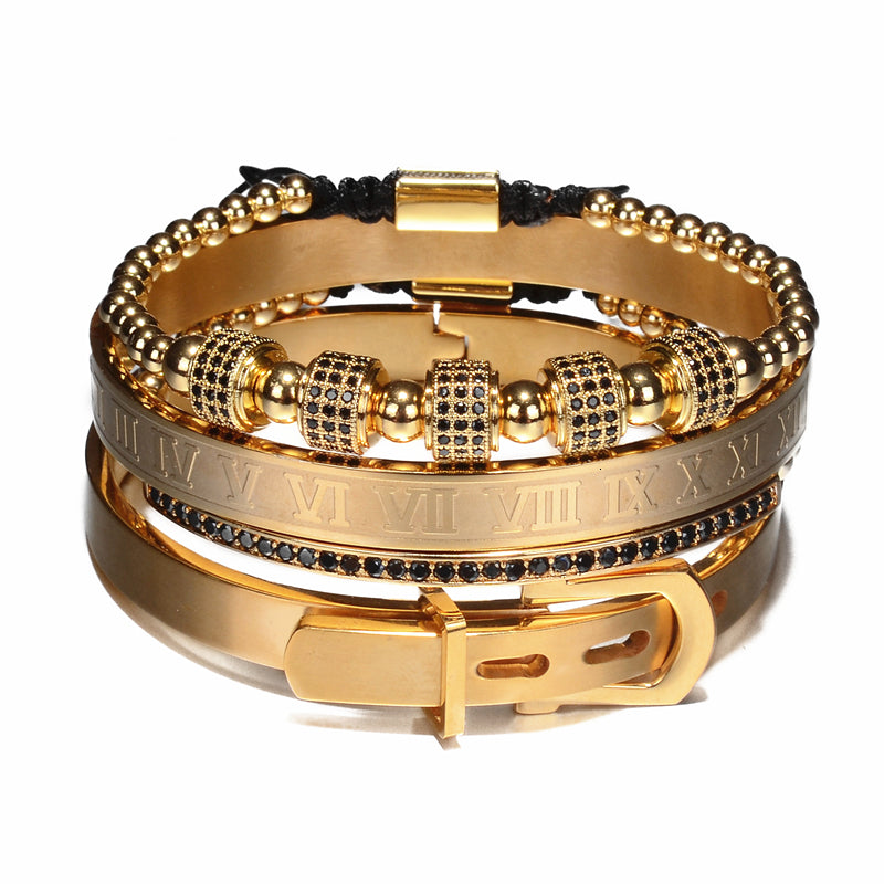 King Bracelet Beads Bangle Set 18k Gold Bracelets Men Imperial Jewelry - CIVIBUY
