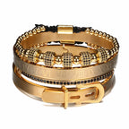 King Bracelet Beads Bangle Set 18k Gold Bracelets Men Imperial Jewelry - CIVIBUY