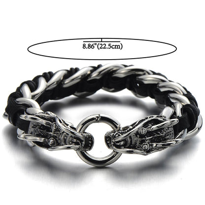 Stainless Steel Mens Dragon Head Chain Bracelet - CIVIBUY