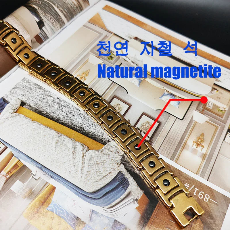 Gold magnetic bracelets for pain Powerful Mens Bracelet for Arthritis Pain Relief - CIVIBUY