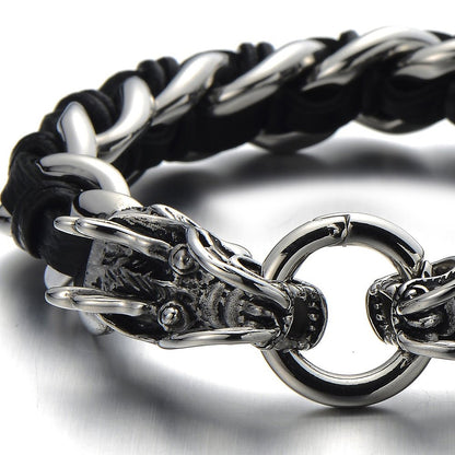 Stainless Steel Mens Dragon Head Chain Bracelet - CIVIBUY