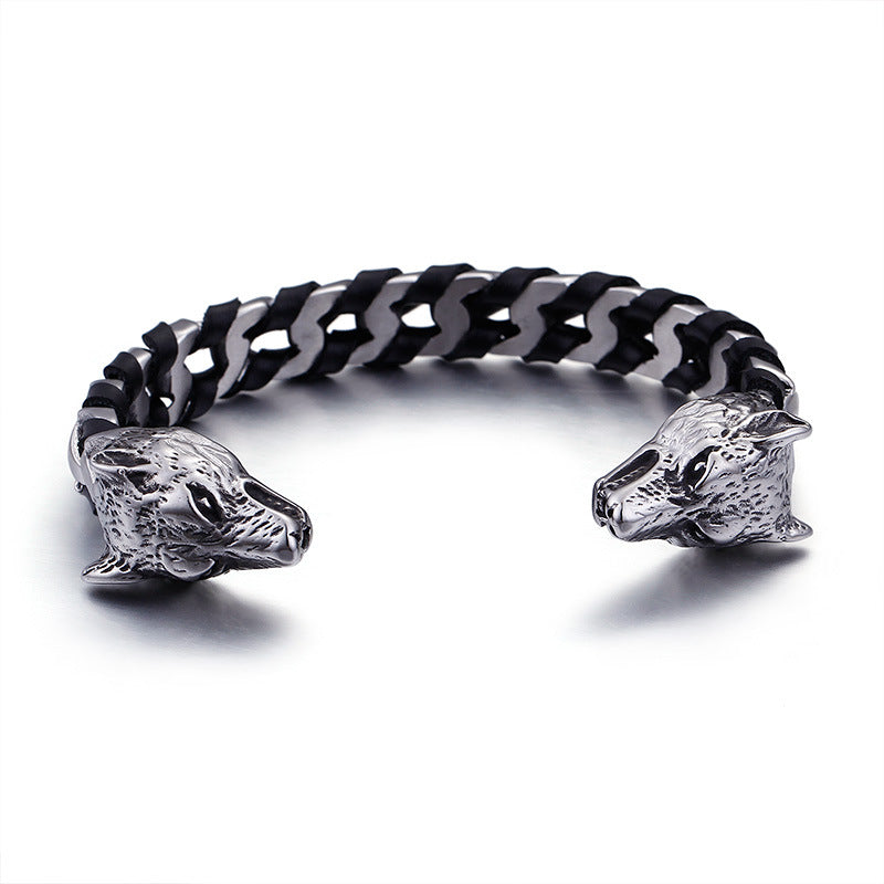 viking bracelet Titanium wolf head bracelet for men M2G-G08 - CIVIBUY