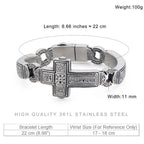 Cross Charms Vintage Metal Bangle Stainless Steel Heavy Mens Retro Punk - CIVIBUY