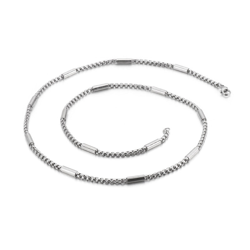 Curb Mens Necklace Silver Chain Cuban Stainless Steel Jewelry Link Chains for Men - CIVIBUY