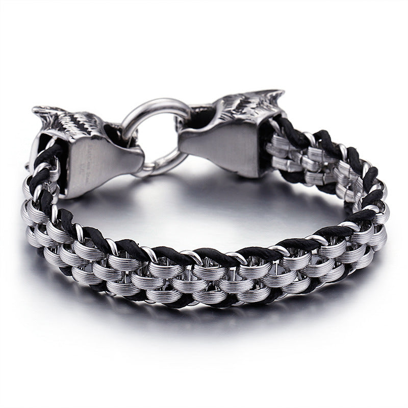 stark Jewelry Wolf Head Leather Bracelet for Men ST-XD22 - CIVIBUY