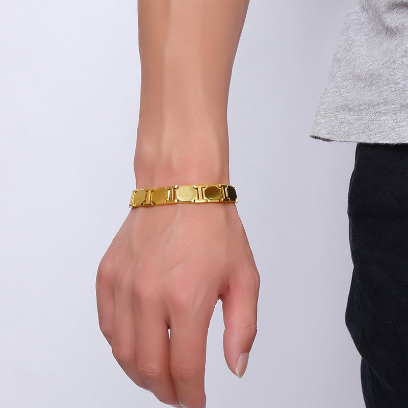 Mens Magnetic Bracelet Most Powerful Tungsten Gold bracelet - CIVIBUY