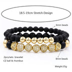 8mm Charm Beads Bracelet for Men Women Black Matte Onyx Natural Stone Beads - CIVIBUY