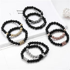 8mm Charm Beads Bracelet for Men Women Black Matte Onyx Natural Stone Beads, 7.5" - CIVIBUY