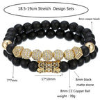 8mm Charm Beads Bracelet for Men Women Black Matte Onyx Natural Stone Beads, 7.5" - CIVIBUY