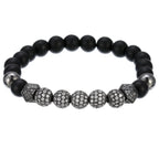 8mm Charm Beads Bracelet for Men Women Black Matte Onyx Natural Stone Beads - CIVIBUY