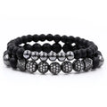 8mm Charm Beads Bracelet for Men Women Black Matte Onyx Natural Stone Beads - CIVIBUY