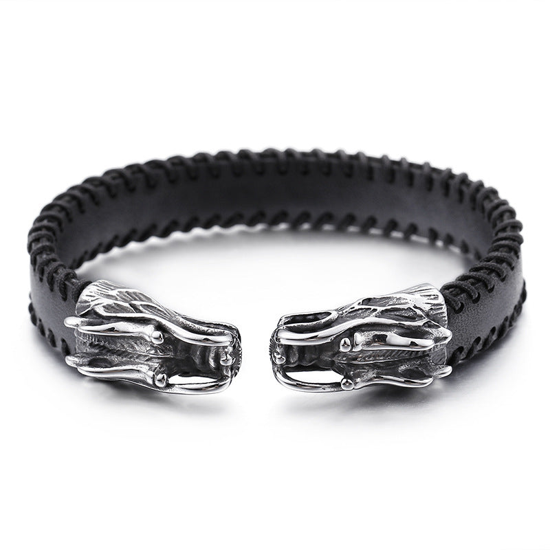 Men's faucet leather fashion punk bracelet F5G-G30 - CIVIBUY