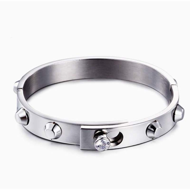 British simple stainless steel diamond hand ring Lady Bracelet - CIVIBUY