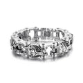 Mens Steel Vintage Fancy Curb Chain Bracelet with Lion Pattern, Retro Style - CIVIBUY