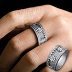 Spinner Ring Gold Plated Rhinestone CZ Wedding Engagement Band Ring for Men Women 8MM Spinner Ring - CIVIBUY