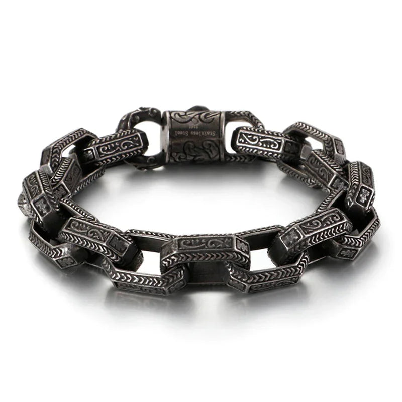 viking bracelet Jewelry Titanium Steel Men's Bracelet silver bracelet for men 9 inch - CIVIBUY