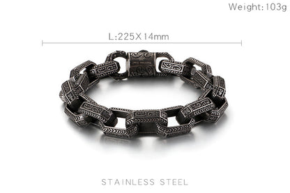 viking bracelet Jewelry Titanium Steel Men's Bracelet silver bracelet for men 9 inch - CIVIBUY
