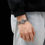 Cross Charms Vintage Metal Bangle Stainless Steel Heavy Mens Retro Punk - CIVIBUY
