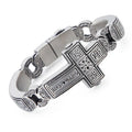 Cross Charms Vintage Metal Bangle Stainless Steel Heavy Mens Retro Punk - CIVIBUY