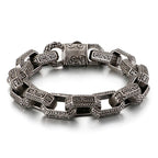 viking bracelet Jewelry Titanium Steel Men's Bracelet silver bracelet for men 9 inch - CIVIBUY