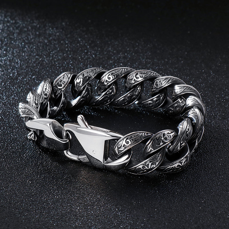 Viking Punk Link Sturdy Heavy Bracelet Men Women Stainless Steel Symbol Charm Heavy Jewelry - CIVIBUY