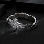 Cross Charms Vintage Metal Bangle Stainless Steel Heavy Mens Retro Punk - CIVIBUY