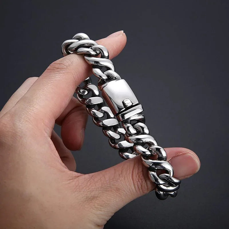 Cuban Bracelet Fashion Link Chain Bracelet 8.7 Inch KA25SF - CIVIBUY