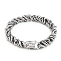 Silver Link Cuban Bracelet Motorcycle Link Men Chain Bracelet 8.7 Inch - CIVIBUY