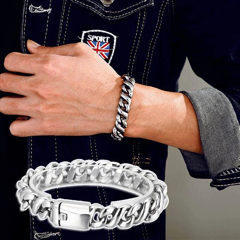 Cuban Bracelet Fashion Link Chain Bracelet 8.7 Inch KA25SF - CIVIBUY